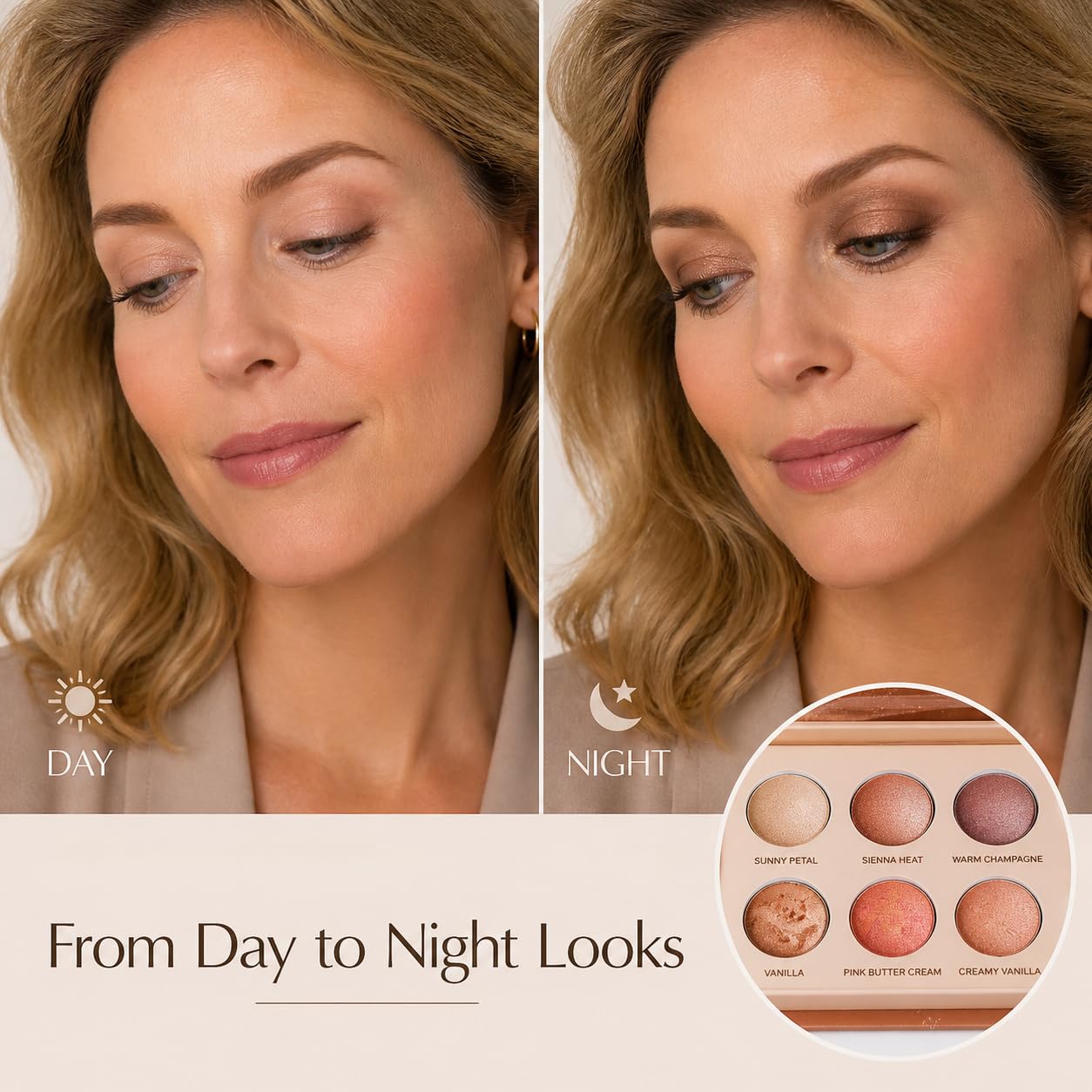 Neutral Eyeshadow Palette - High Pigment Blendable Matte & Shimmer Shades | Long-Lasting Eye Makeup for Everyday Use