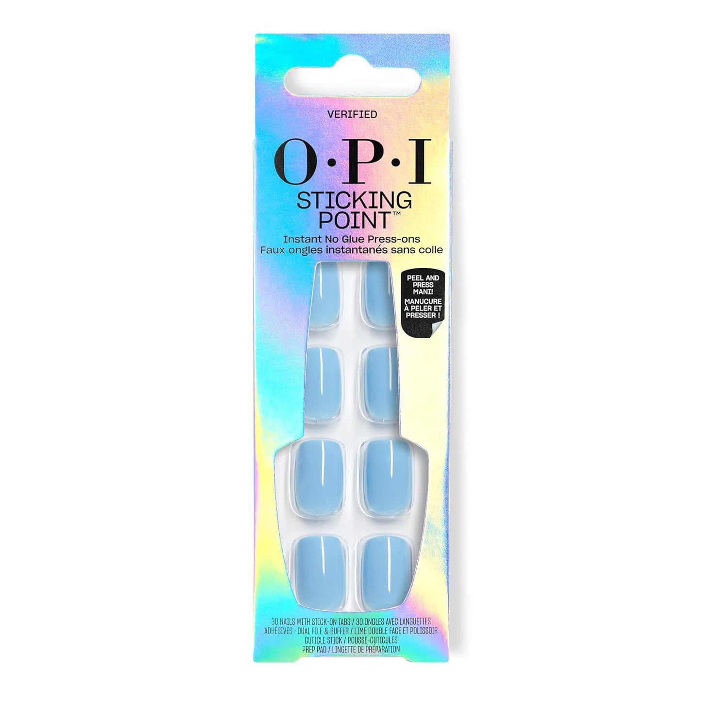 OPI Press On Nails - Instant No Glue Application | 30 Count, Short Round, Almond & Squoval Styles