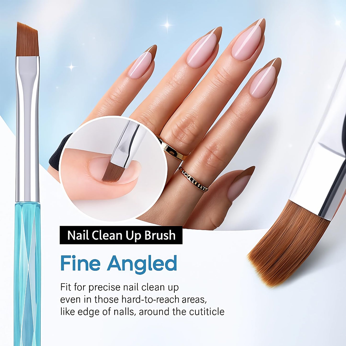 9pcs Crystal Nail Art Brush Set – Acrylic Gel Brushes for Nail Design, Liner & Flat Tips, Iridescent Handle, Professional Manicure Tool Kit for DIY or Salon Use