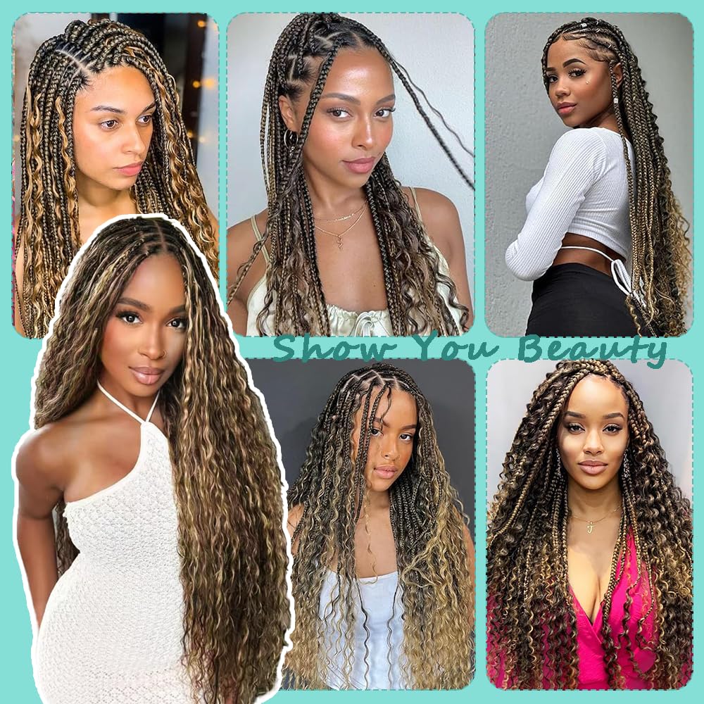 4/27 Boho Hair For Braiding Deep Wave Human Braiding Hair 100g 16 Inch Color 27 Bulk Human Hair Braiding Hair for Boho Braids Knotless 12A Curly Bohemian 2 Bundles