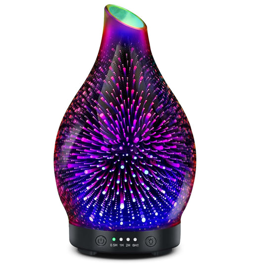 Essential Oil Diffuser 120ML Glass Ultrasonic Aromatherapy Oil Diffuser-Aroma Humidifier Glass Diffuser,7 Color Changing Light Auto-Off-Ultra-Quiet for Sleeping Yoga Home Office and Spa