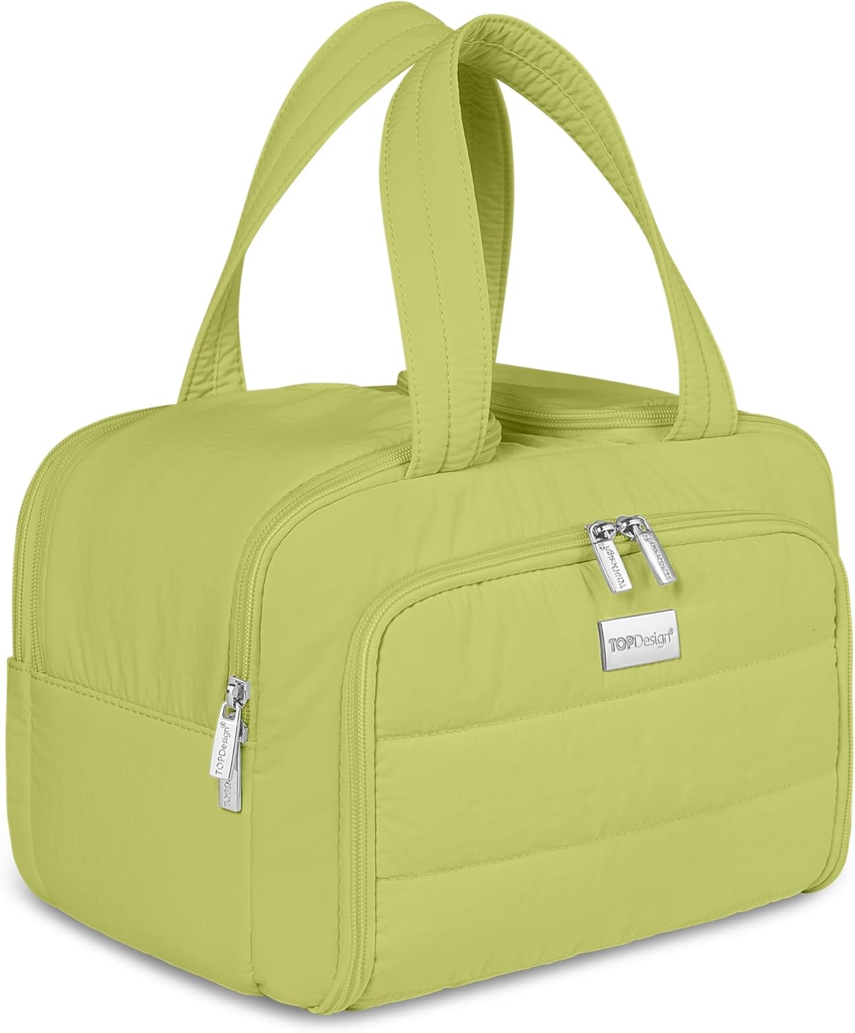 Travel Toiletry Bag for Women - Large Lightweight Puffer Makeup Organizer with Handle | Black