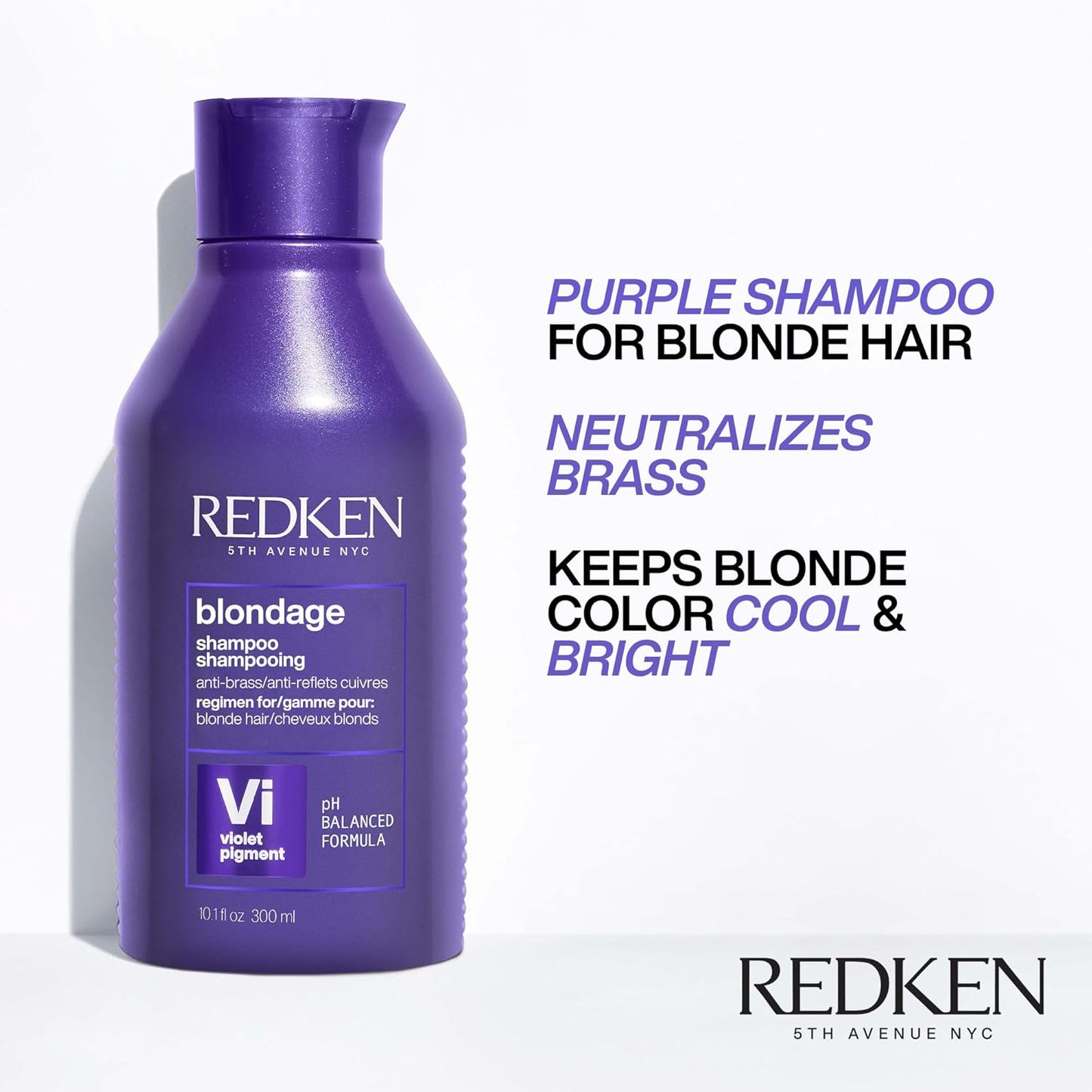 Redken Blondage Purple Shampoo - Neutralizes Brassy Tones for Blonde, Bleached & Highlighted Hair | Color Depositing, 10.1 oz
