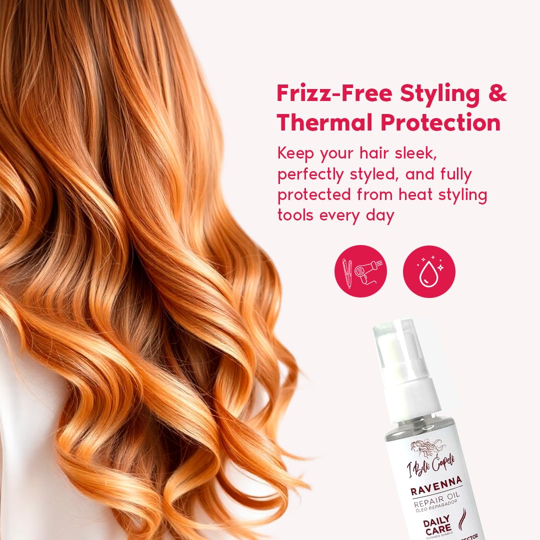 I Belli Capelli Ravenna B-tox Organic Smoothing Mask, Repair Oil, and Deep Cleansing Anti-Residue Shampoo – Complete Hair Straightening System for All Hair Types