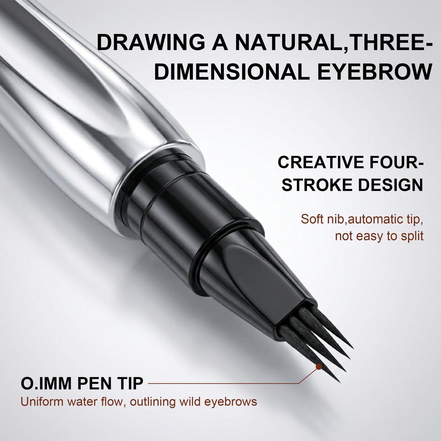 2 Pack Eyebrow Pen, Waterproof Microblading Eyebrow Pencil, 4 Tip Precise Eye Brow Makeup Pen for Women to Effortlessly Create Hair Like Natural Brows, Non Dry Out and Last All Day (Black & Brown)