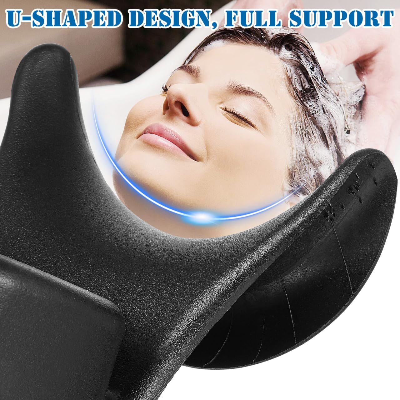 POPETPOP Shampoo Bowl Neck Rest: Soft Silicon Salon Bsink Hair Washing Neck Support - Hair Spa Washing Basin Pillow for Salon Barbershop Home - Comfortable, Black