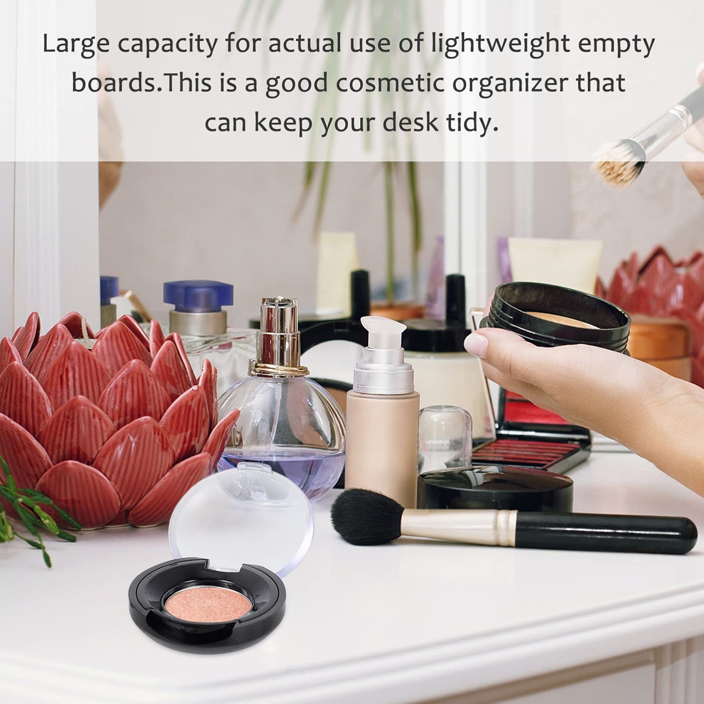 8PCS Empty Eyeshadow Palette, Refillable Eyeshadow Case for Travel Use, Empty Makeup Palette for Eyeshadow Blush Lipstick Organizer (35mm, Black)