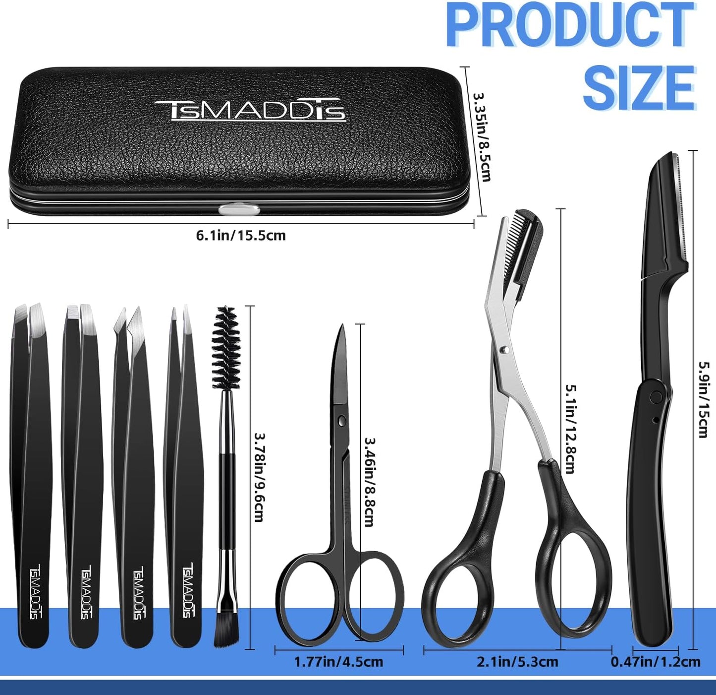 Eyebrow Kit - 8-In-1 Eyebrow Trimmer, Scissors, Tweezers & Razor | Travel Bag Included