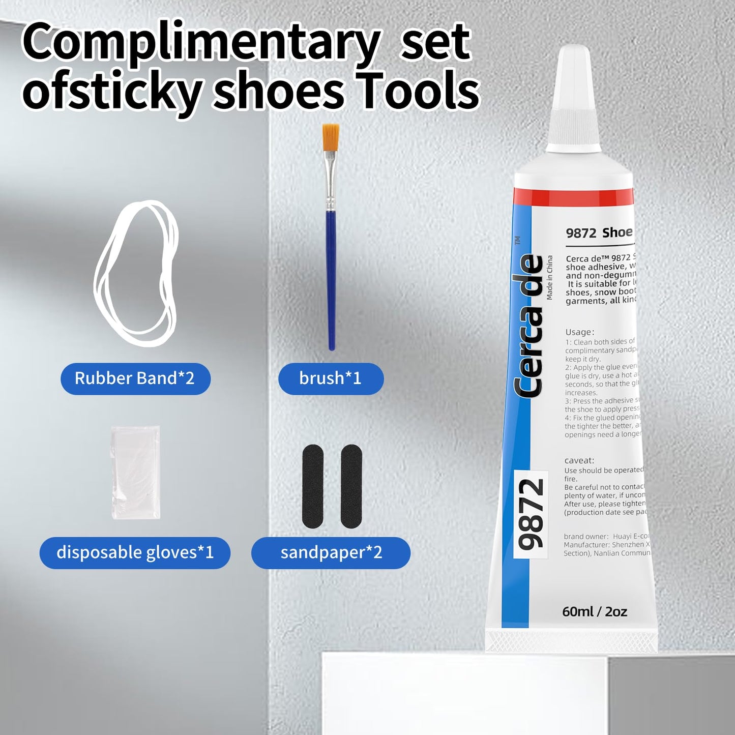 Cerca de Shoe Glue Heavy Duty，Shoe Sole Repair Adhesive，Clear, Waterproof, high Strength, Strong.Shoe Cement for Sneakers, Leather Shoes, Hiking Shoes, Boots, Sandals, 2oz.