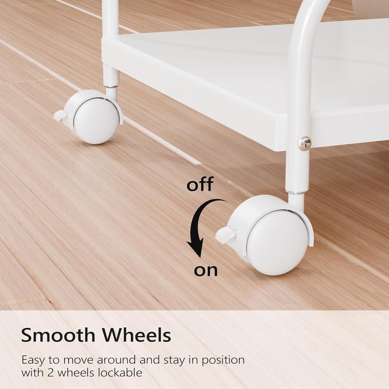 Pedicure Cart - Portable Foot Bath Trolley with Adjustable Stool & Locking Wheels | White