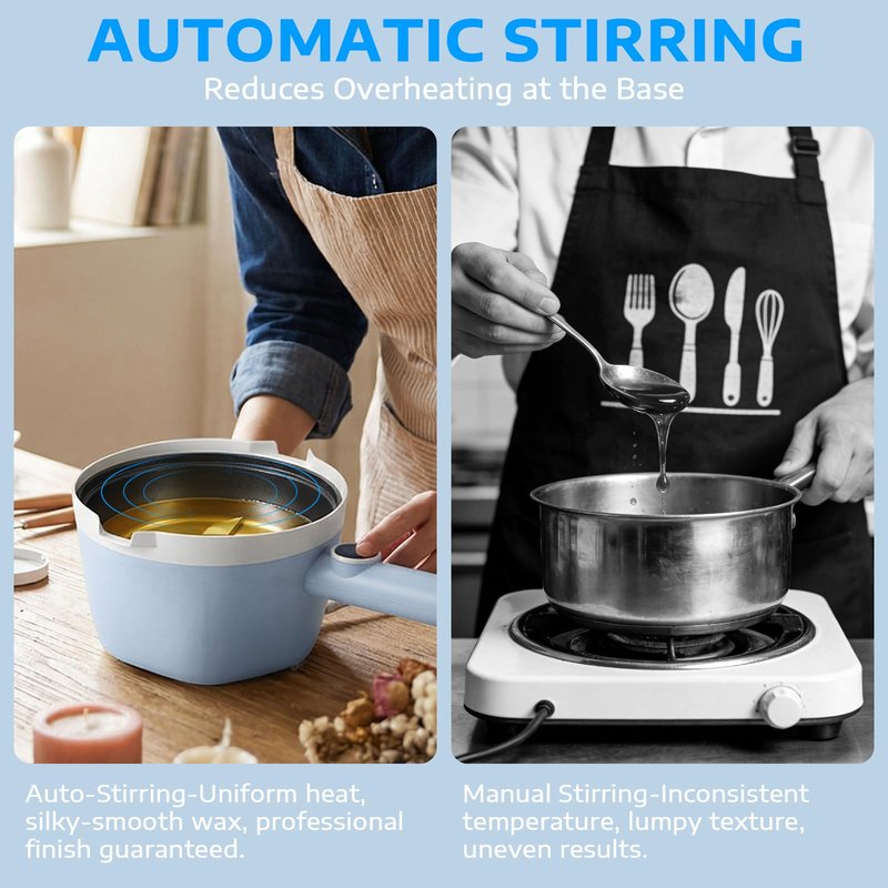 OFFNOVA 6LB Self-Stirring Wax Melter, 1000W Wax Melter for Candle Making, 3L Large Capacity, 6-Min Fast Melt, Digital Temp Display, Heat-Resistant Handle, Candle Making Kit for Beginners & DIY
