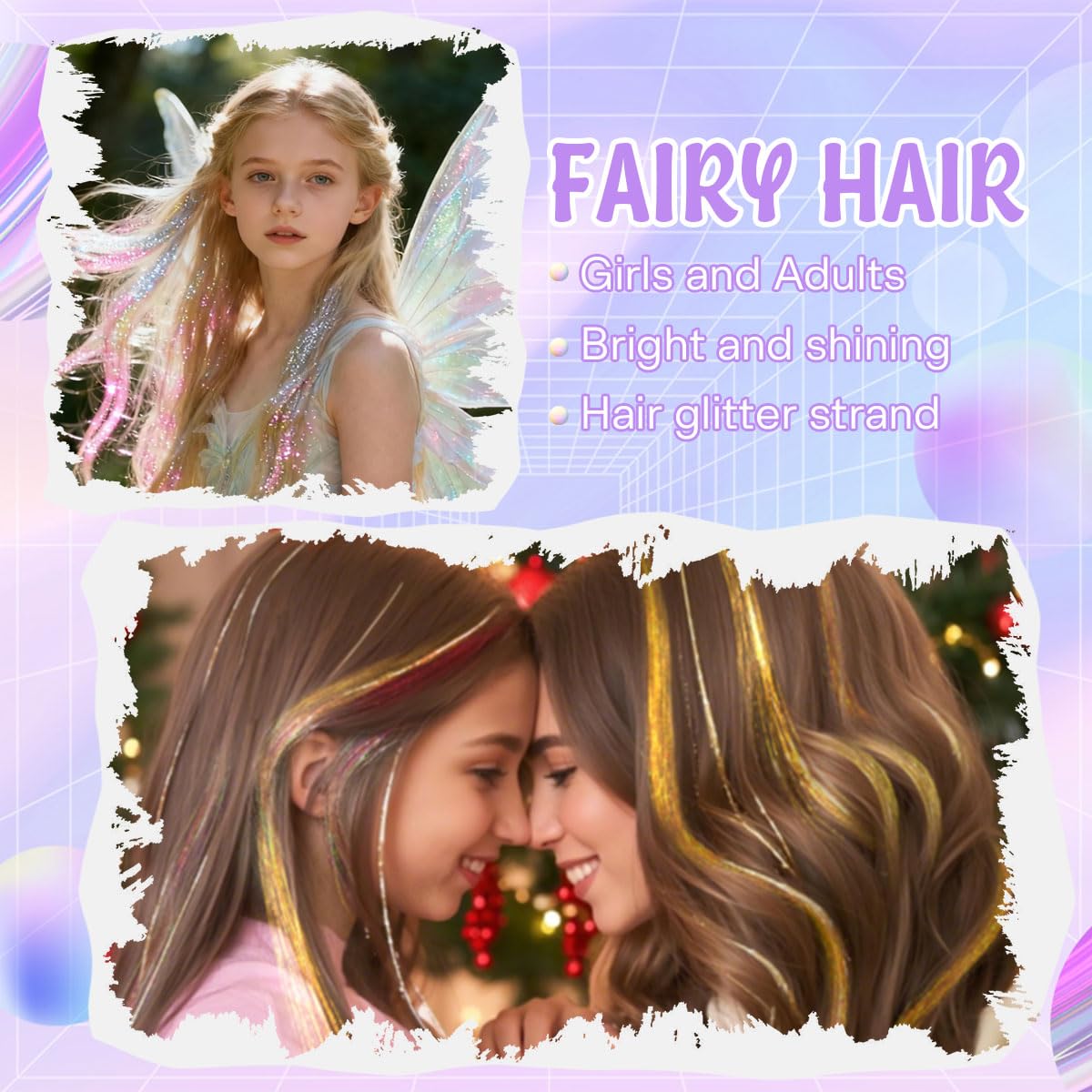 Hair Tinsel Kit - 22 Color Glitter Hair Extensions for Teens | Heat Resistant 48-Inch Accessories for Parties & Cosplay