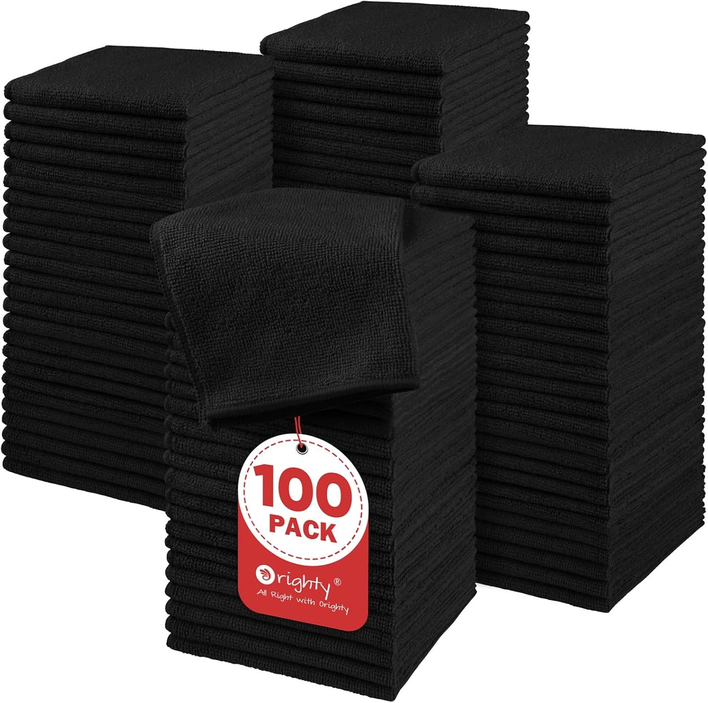 Microfiber Washcloths 20 Pack - Soft, Quick-Dry Face & Hand Towels for Travel, Gym, Spa | 11.5"x11.5", Black