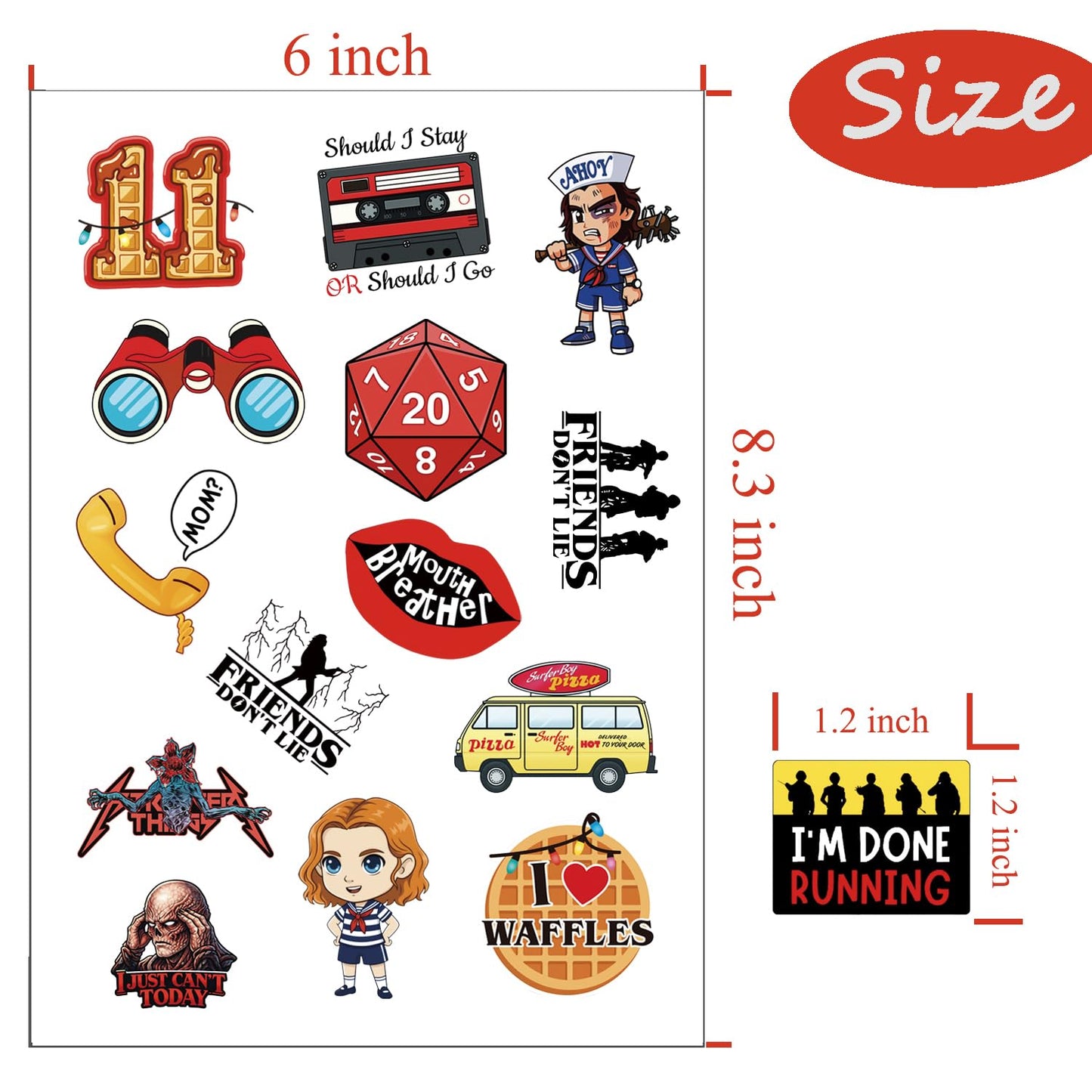 Stranger Birthday Party Decorations - 56 Pcs Cartoon Temporary Tattoos for Kids | Fun Party Supplies & Gifts