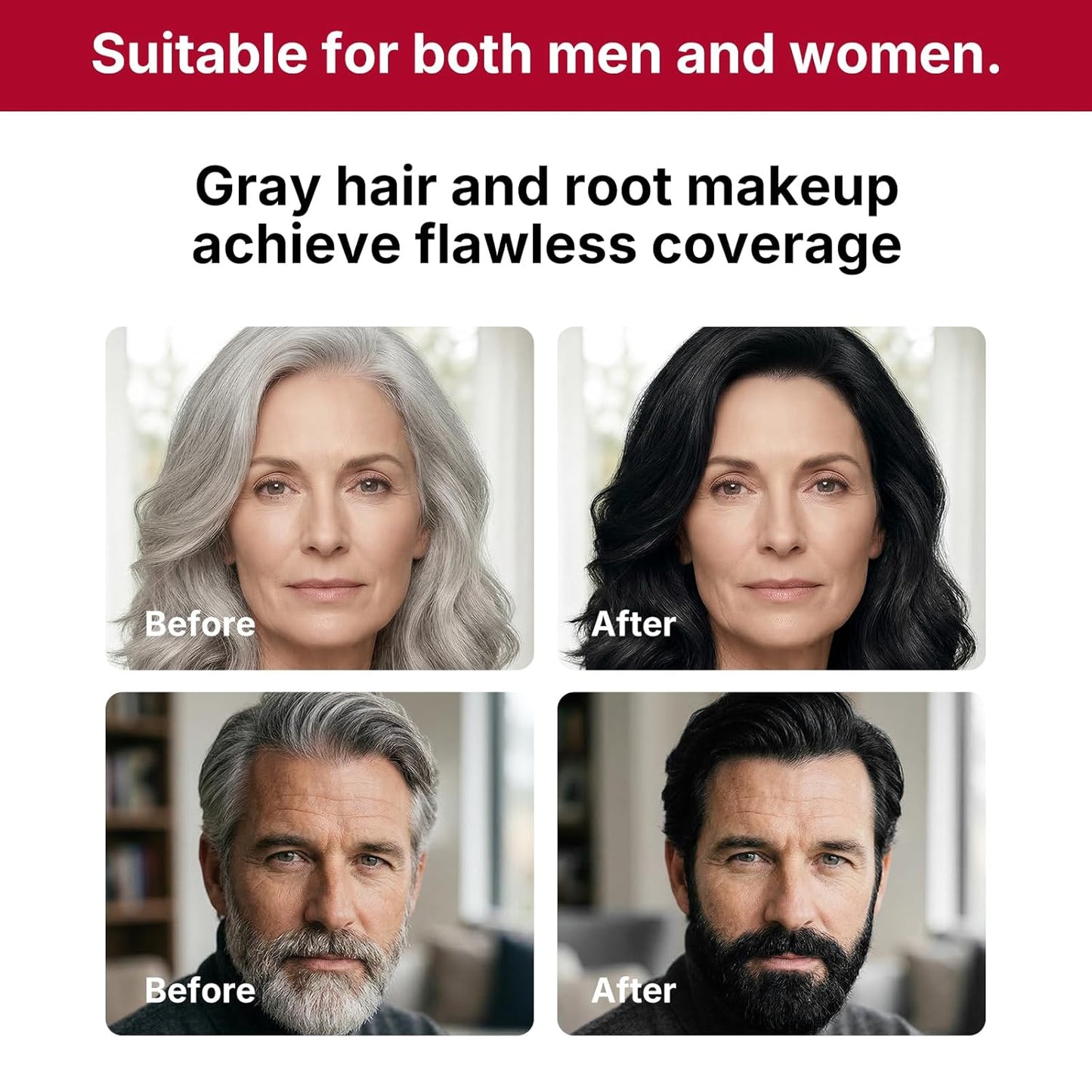 Black Hair Dye with Comb Applicator - Ammonia-Free Maca Essence for 100% Gray Coverage | 80ml
