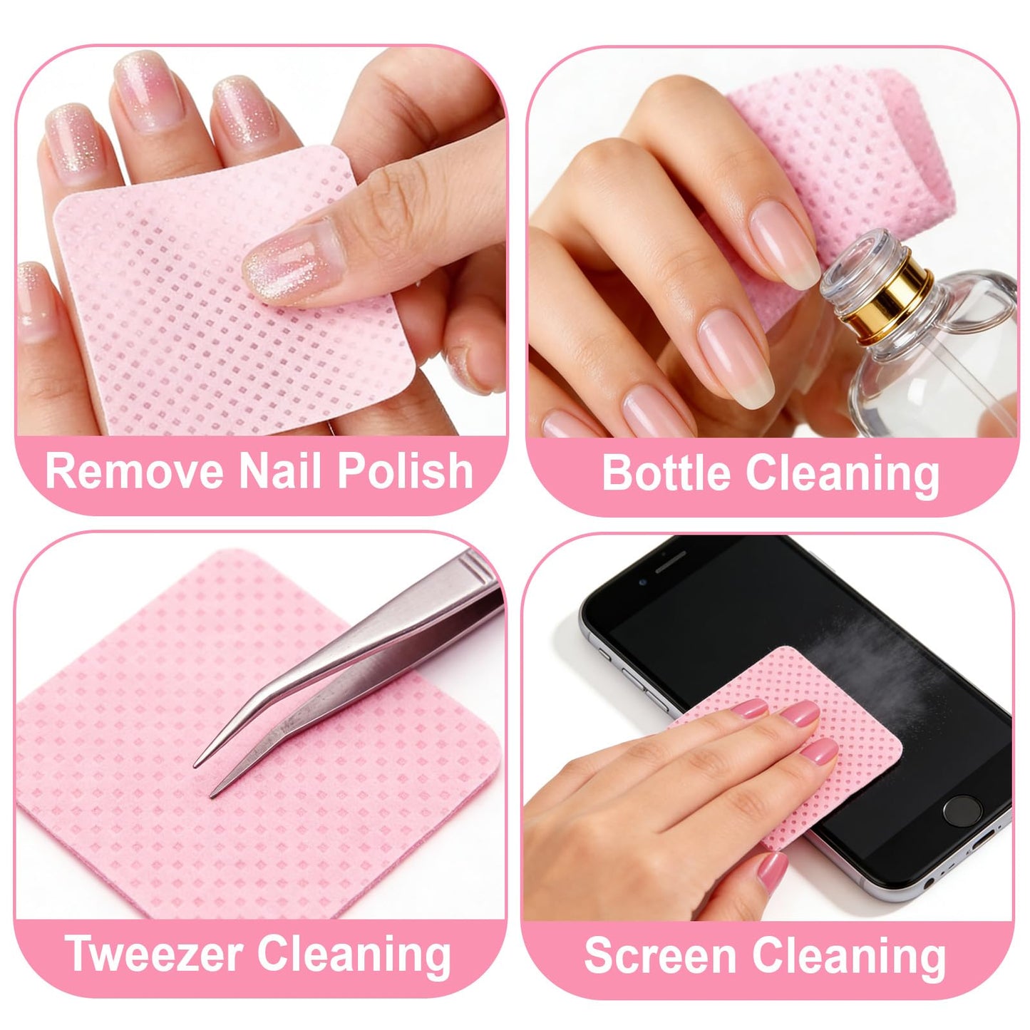 720Pcs Lint Free Nail Wipes, Nail Supplies Nail Polish Remover Wipes, No lint Naile Glue Wipes Pads Gel Nail Super Absorbent Soft Non-Woven, for Fingernail Polish Remover Eyelash Extensions Nail Art