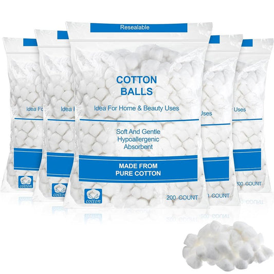 Organic Cotton Balls - 1000 Pcs Medium Absorbent Cotton for Makeup Removal & Crafting | Ideal for Nail Polish & Skin Care