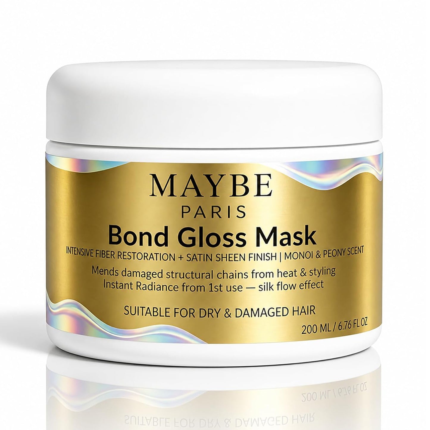 Maybe Paris Bond Gloss Mask - Amino Acid & Botanical Hair Care Formula – Nourishing & Repairing, Smooth, Soft & Shiny Hair for Dry, Damaged & Split Ends (1Pcs)