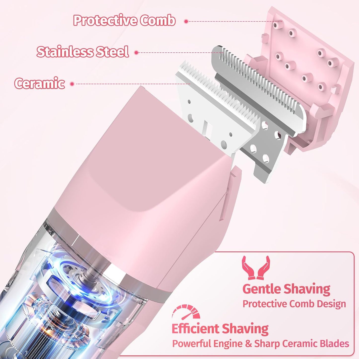 Bikini Trimmer for Women - 5-in-1 Electric Razor with IPX7 Waterproof Design | Pink, USB Rechargeable
