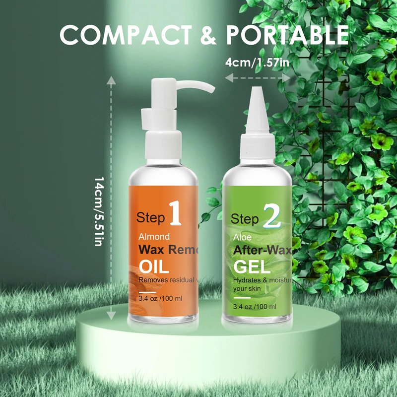 After Waxing Skin Care Kit, Almond Oil For Remove Wax Residue, Post Wax Cooling Aloe Vera Gel For Calm and Soothing Skin, 2 Bottles Hair Removal Waxing Nursing Kit for Women 3.9oz/100ml