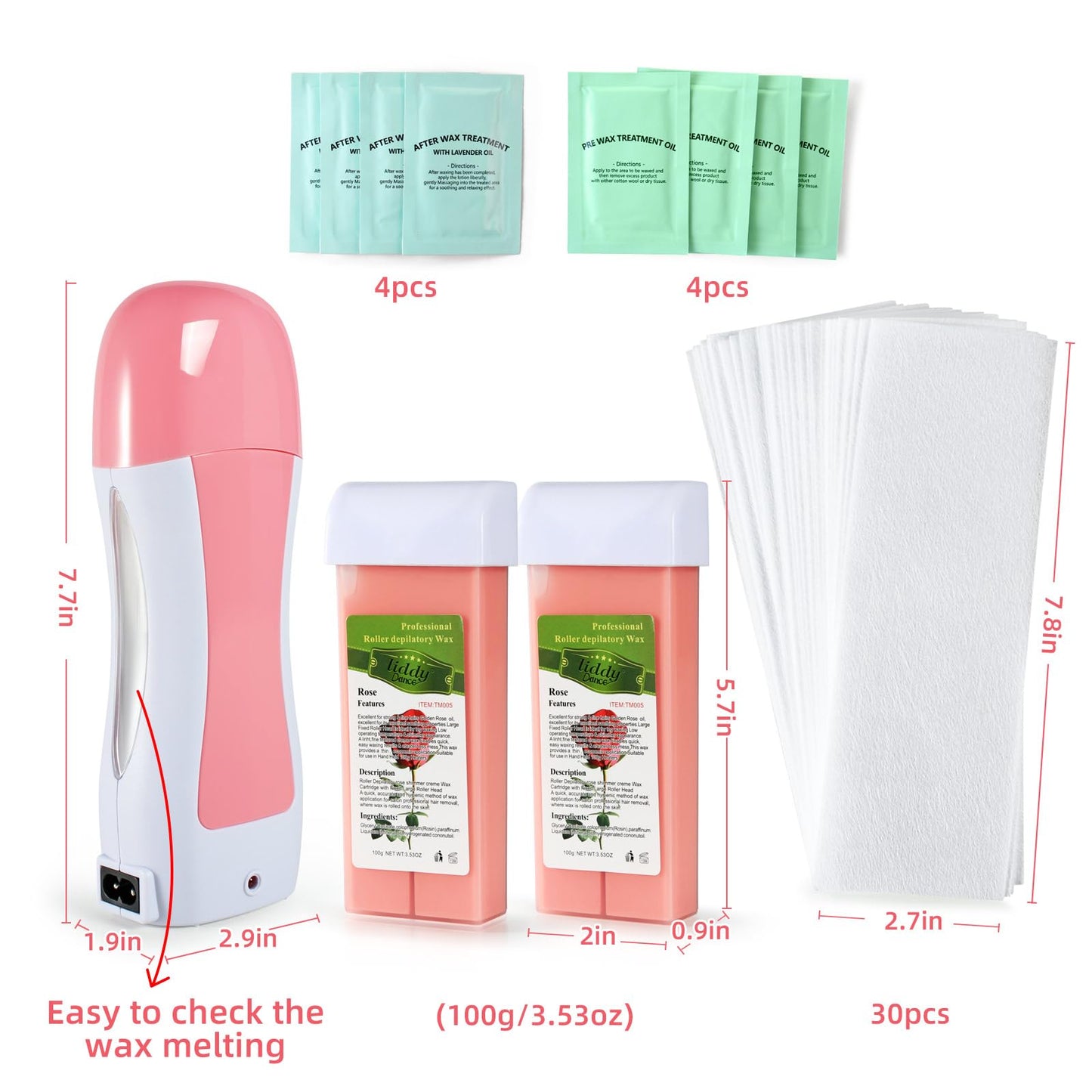 Roll on Wax Warmer Kit Wax Roller Kit for Hair Removal Painless Waxing for Hair Eyebrow Facial Armpit Bikini Brazilian
