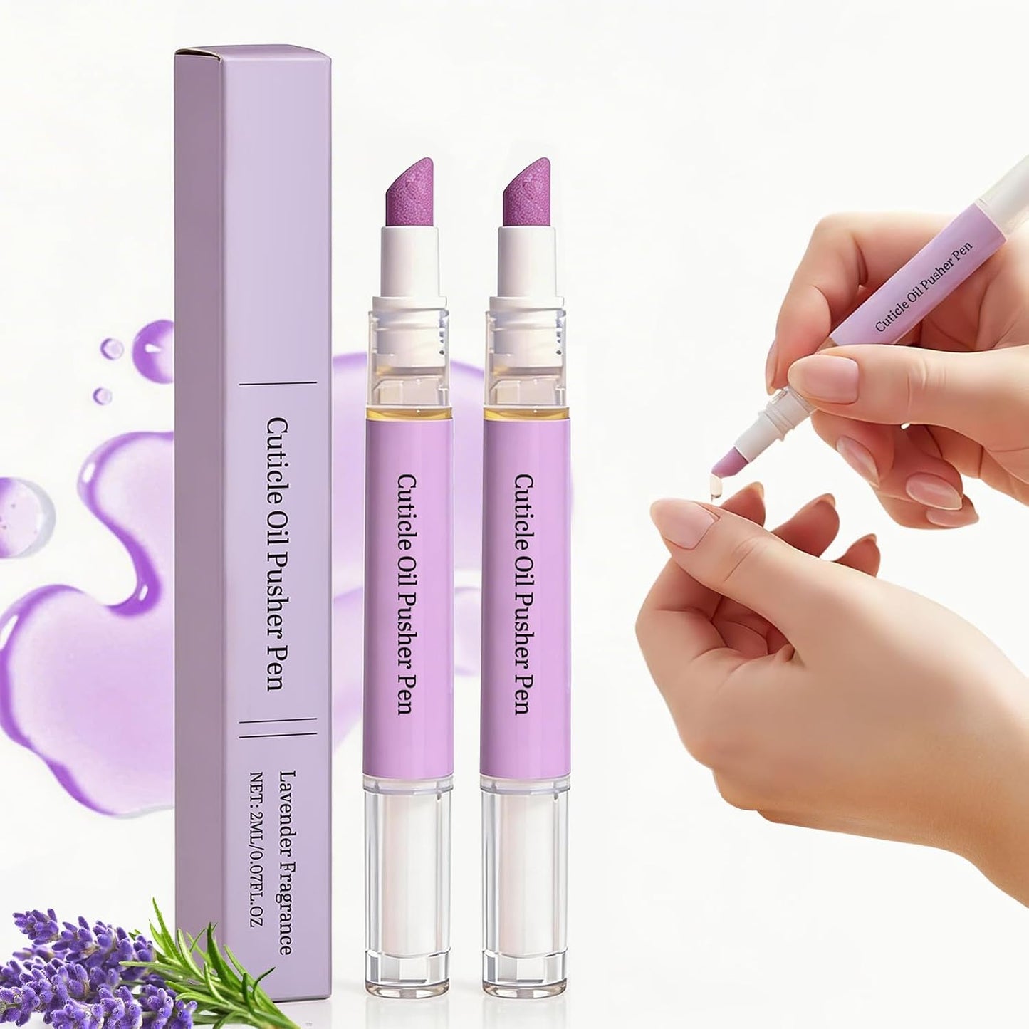 Cuticle Oil Pusher Pen - 2-in-1 Nail Cuticle Applicator for Dry & Damaged Nails | Portable Moisturizer (1PC)