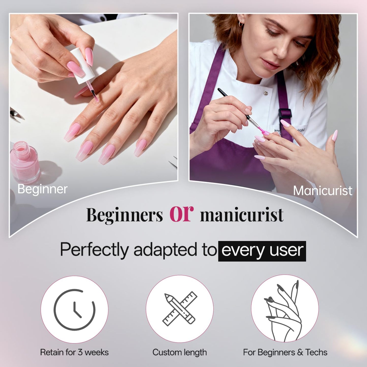 Krofaue 500PCS Clear French Half Cover Nail Tips, Soft Gel Acrylic