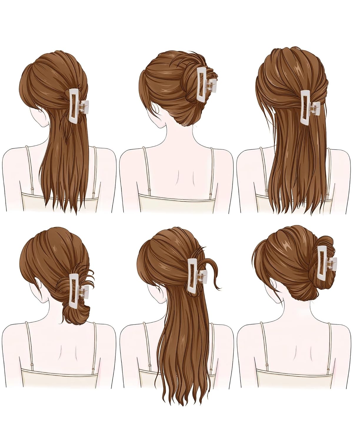 Silicone Hair Claw Clips - 4 Pack Flexible Nonslip Design | Soft Grip for Thin & Thick Hair (Dark Khaki, Light Khaki)