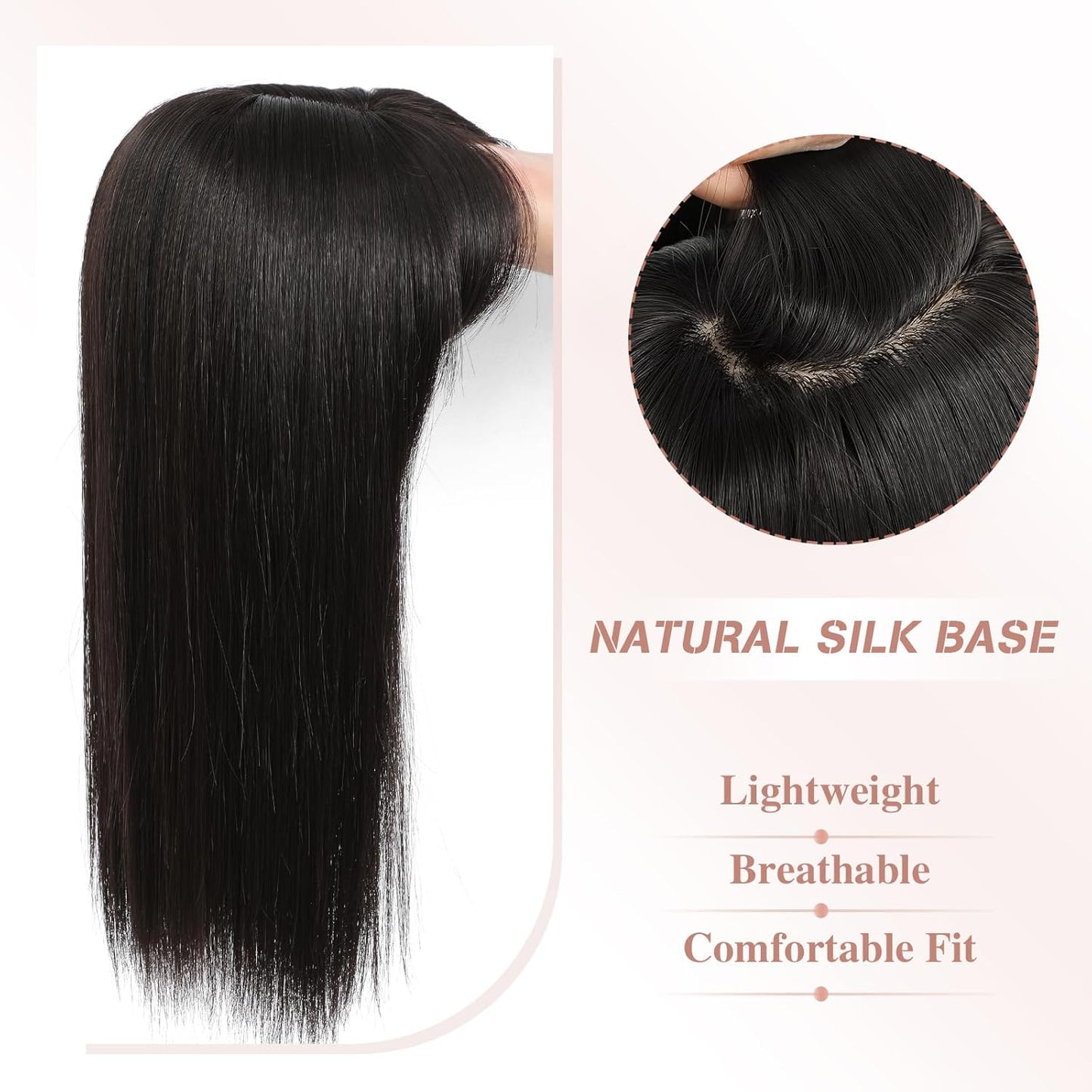 Hair Toppers for Women - Realistic Bangs & Scalp Coverage | 16-Inch Synthetic Wiglet for Thinning Hair, 6.5"x6.5" Size