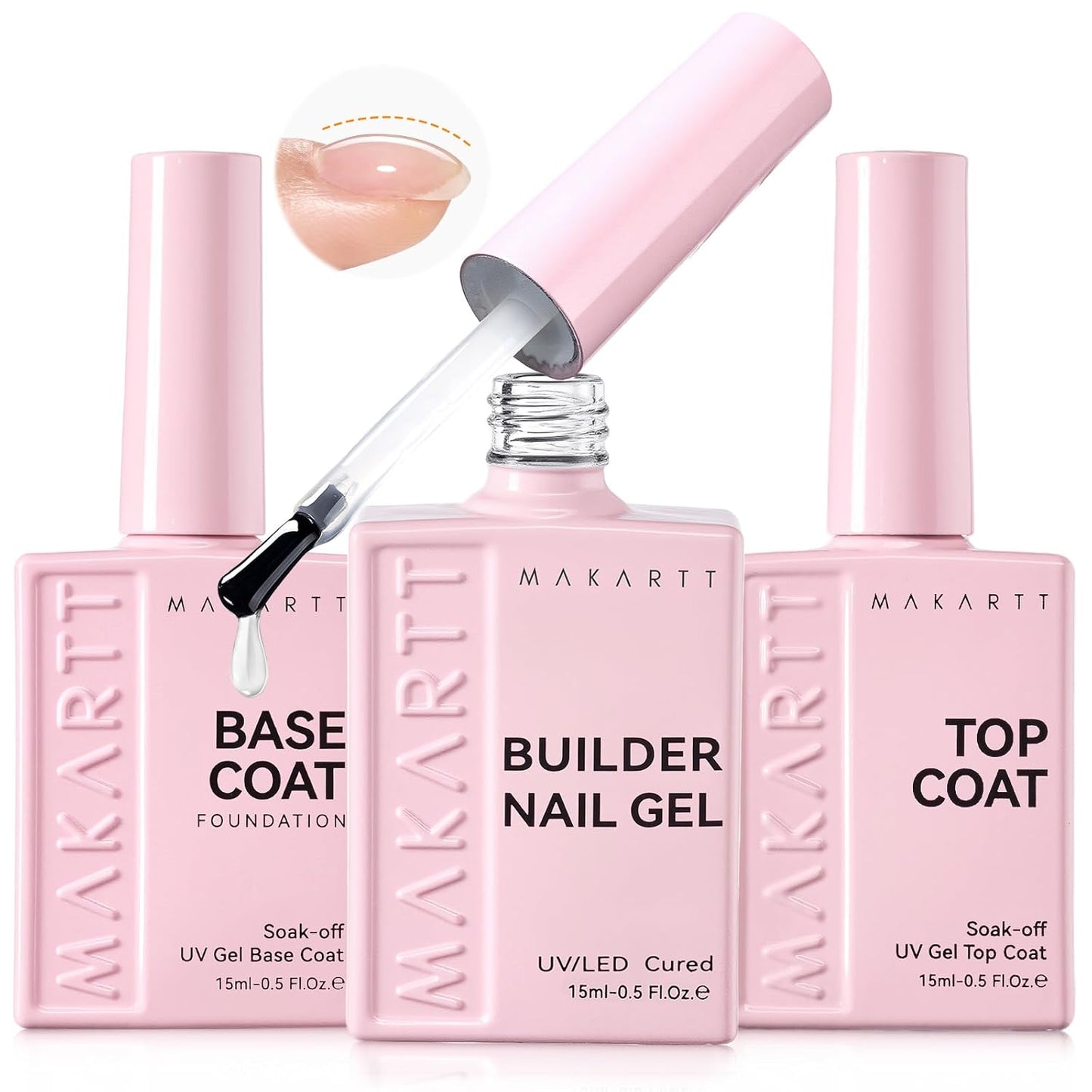 Gel Top Coat - 15ml No Wipe Long Lasting High Glossy Clear Nail Polish | Soak Off UV/LED Compatible for DIY Home Use