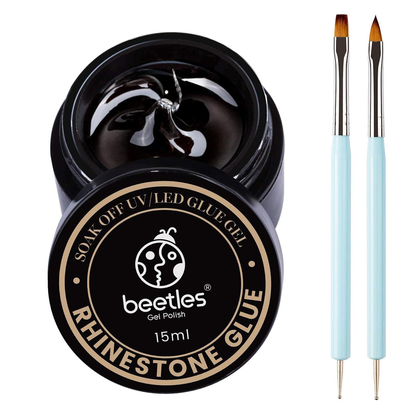 Beetles 3D Solid Builder Nail Gel Kit - 2 oz Clear Sculpting Gel for 3D Nail Art | Non-Sticky UV LED Gel with Dual Forms & Sculpting Pen
