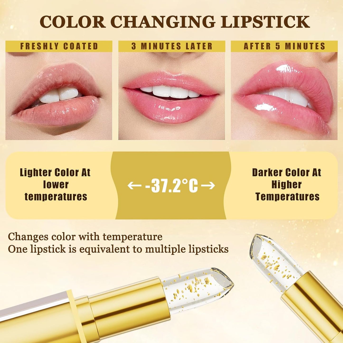 Color Changing Lipstick - Skin-Adaptive, Transferproof Formula | 24-Hour Moisturizing Gloss for Women