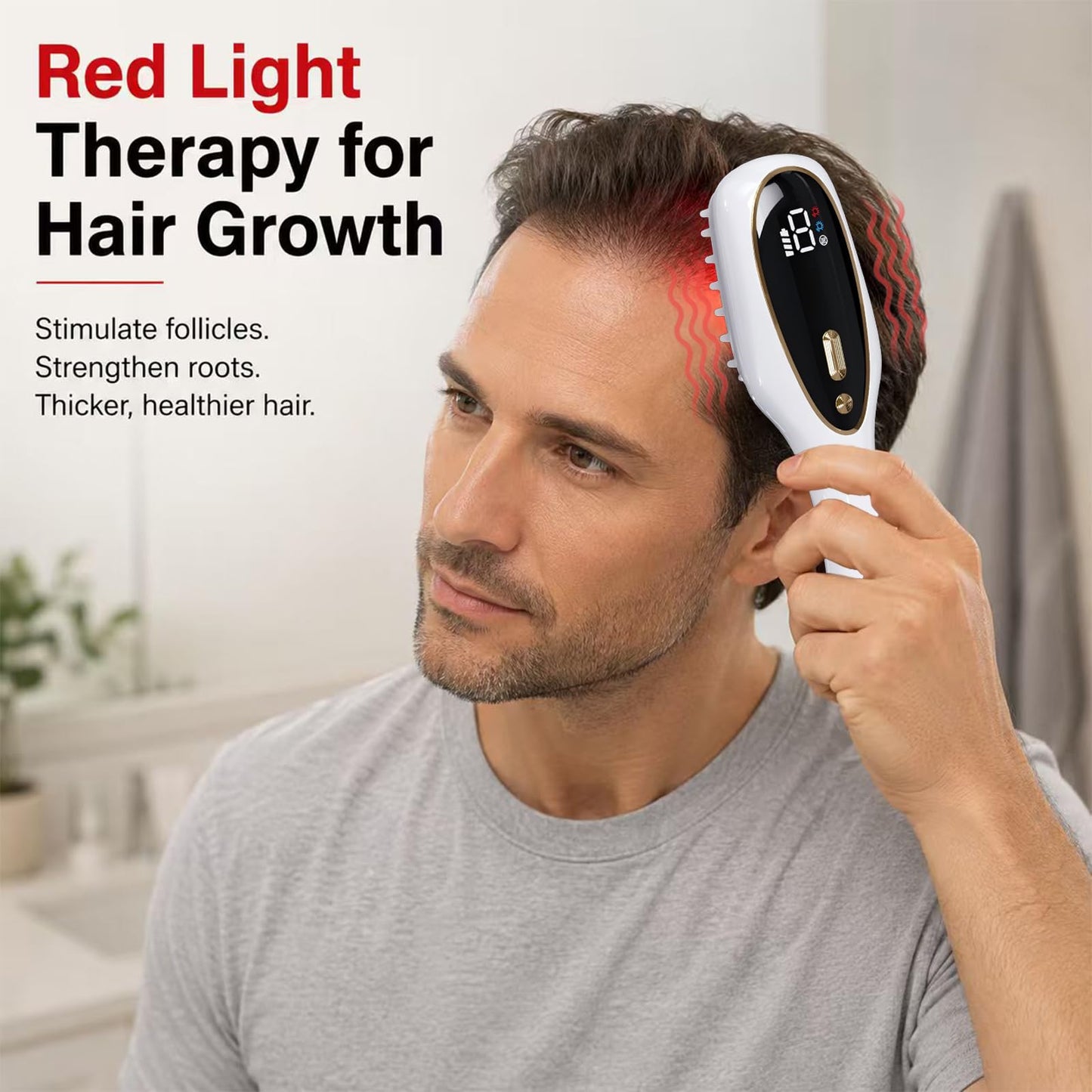 Obiredk ㅤLaser Hair Growth Comb, 650nm Red Light Therapy for Hair Regrowth, FDA Cleared LLLT Scalp Massager for Thinning Hair & Receding Hairline Rechargeable - White
