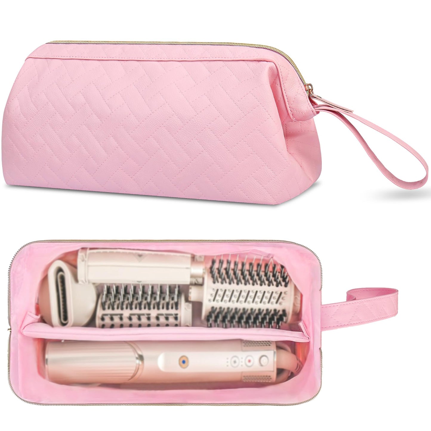 Lacdo Shark FlexStyle Case for Shark Flexstyle Hair Dryer, Dyson Airwrap Travel Carrying Case Hair Tools Travel Bag Flat Curling Iron Organizer Essential for Women, Pink