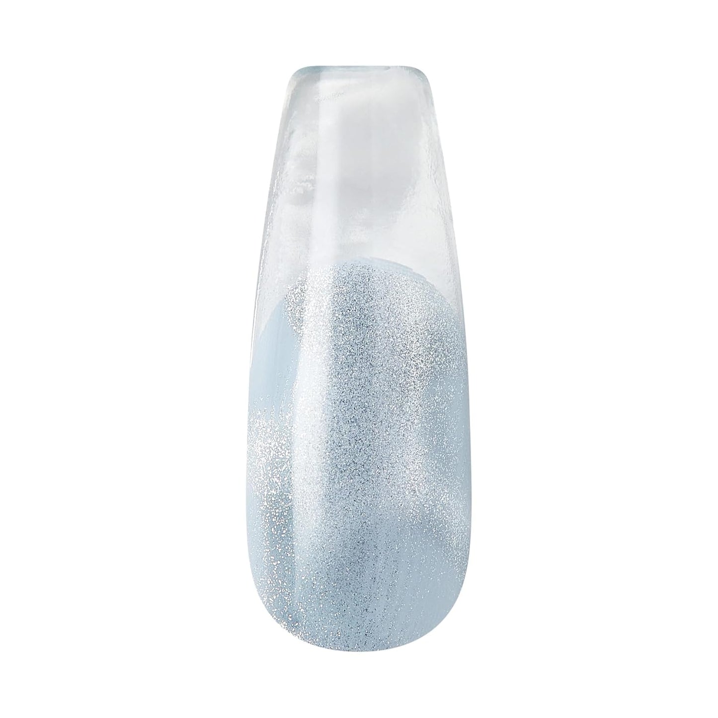 Press On Nails - Seraphic Blue Coffin Shape with Glue & Accessories | Long Size, 32 Nails Included