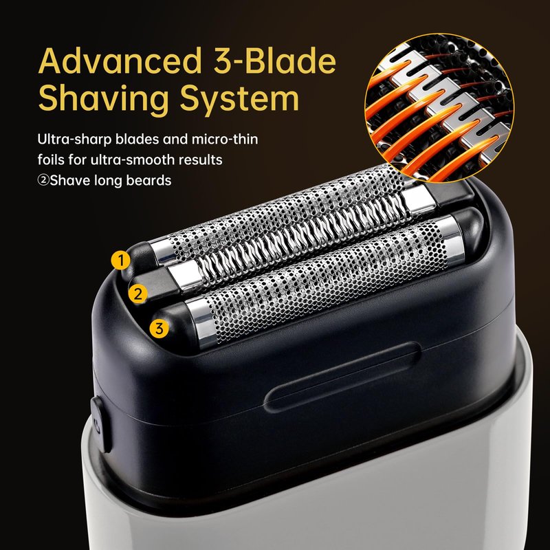 Mini Steel Electric Foil Shavers for Men: Upgraded Mini Electric Razor– Portable Travel Shaver with IPX7 Waterproof, Ultra-Long BatteryLife, and Triple Blade Technology Mini Razor (Storm Gray)