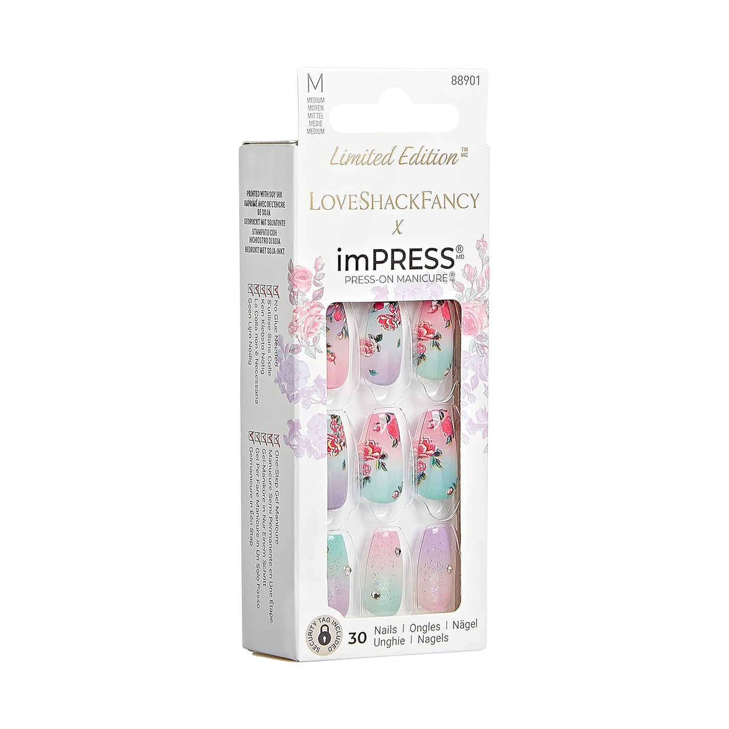 KISS Press-On Manicure - Lilac Crush Medium Coffin Purple Nails | Includes Prep Pad, Mini File & Cuticle Stick