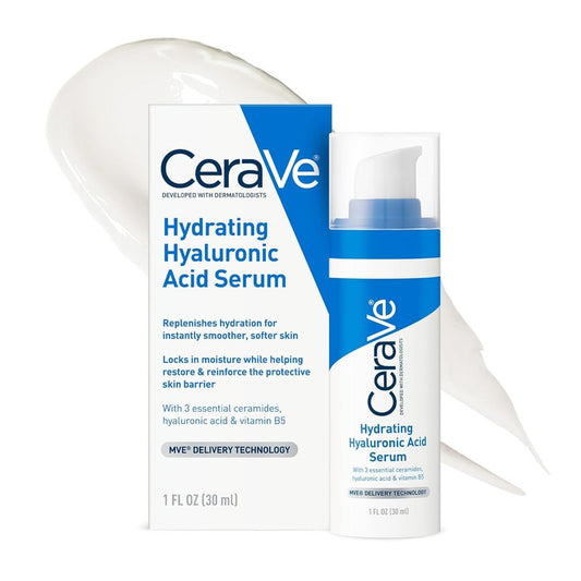 CeraVe Hyaluronic Acid Serum - Hydrating Face Serum with Vitamin B5 & Ceramides | 1 Ounce