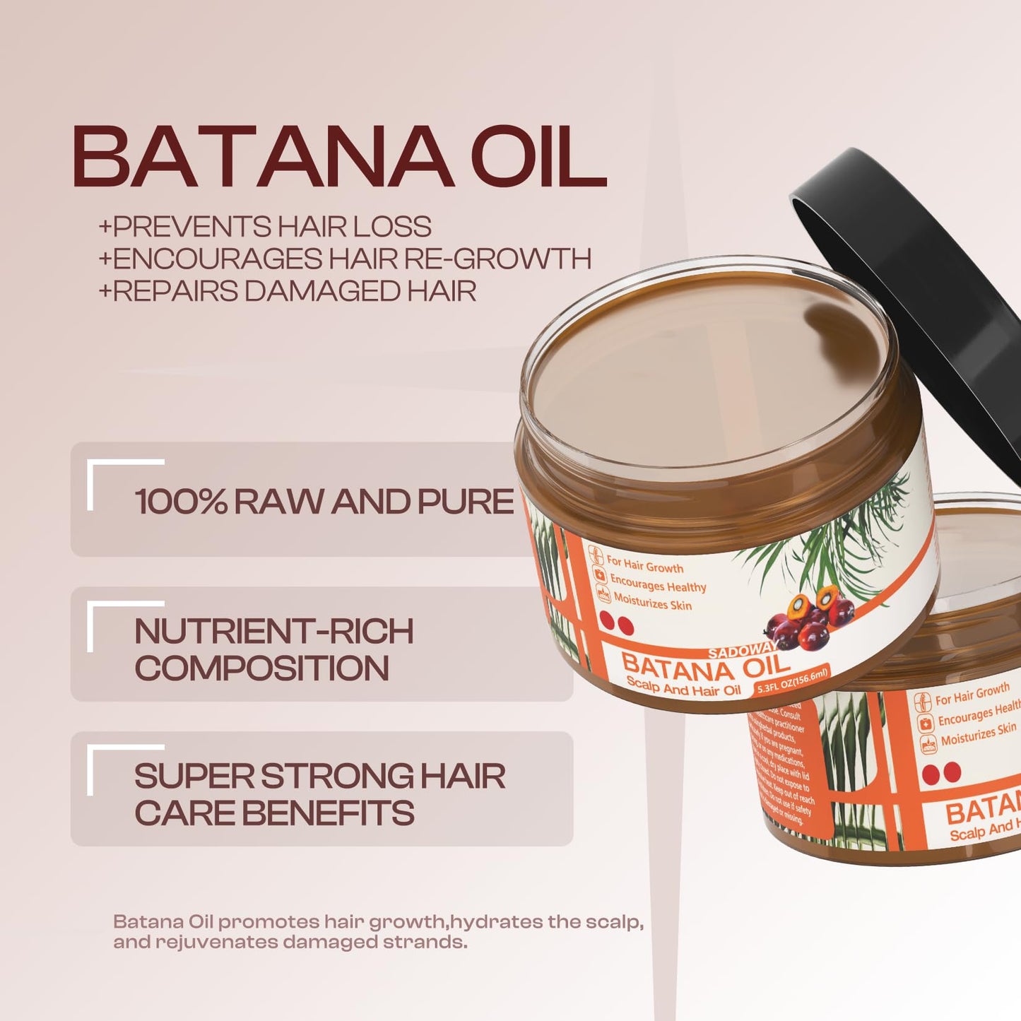 SADOWAY Batana Oil for Hair Growth: Batana Oil Organic for Hair Growth Prevent Hair Loss Moisturize Scalp for Men & Women