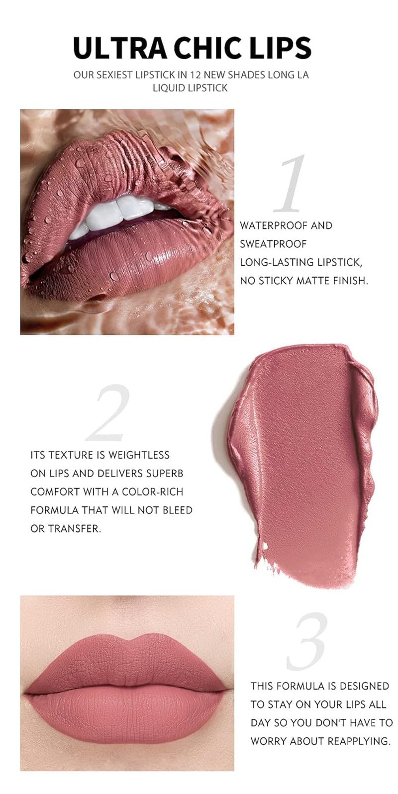 Matte & Glossy Liquid Lipstick Set - Long-Lasting Waterproof Lip Gloss | 12 Colors in Nude, Pink, Red Shades