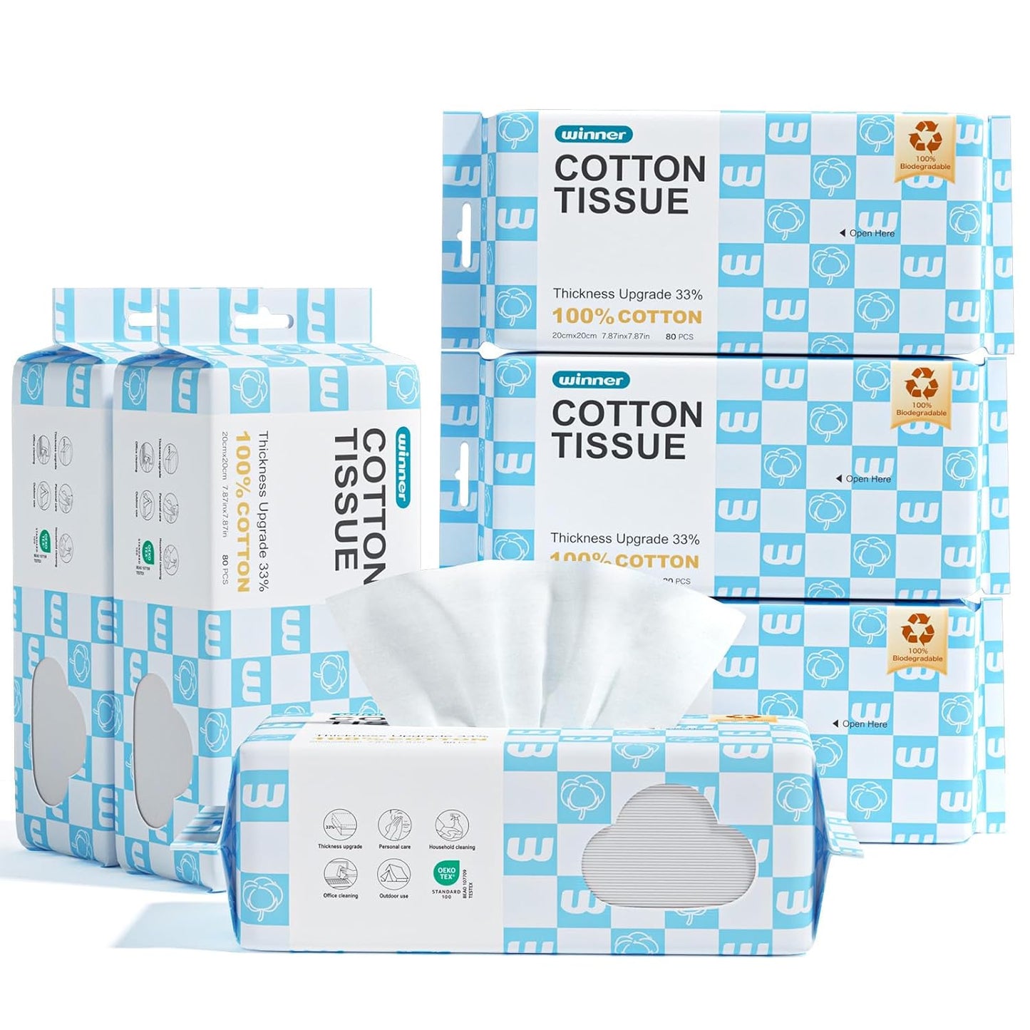 Soft Face Towels - Upgraded Thicker 100% USDA Biobased Facial Towels | Gentle, Unscented, 240 Count (Pack of 3)