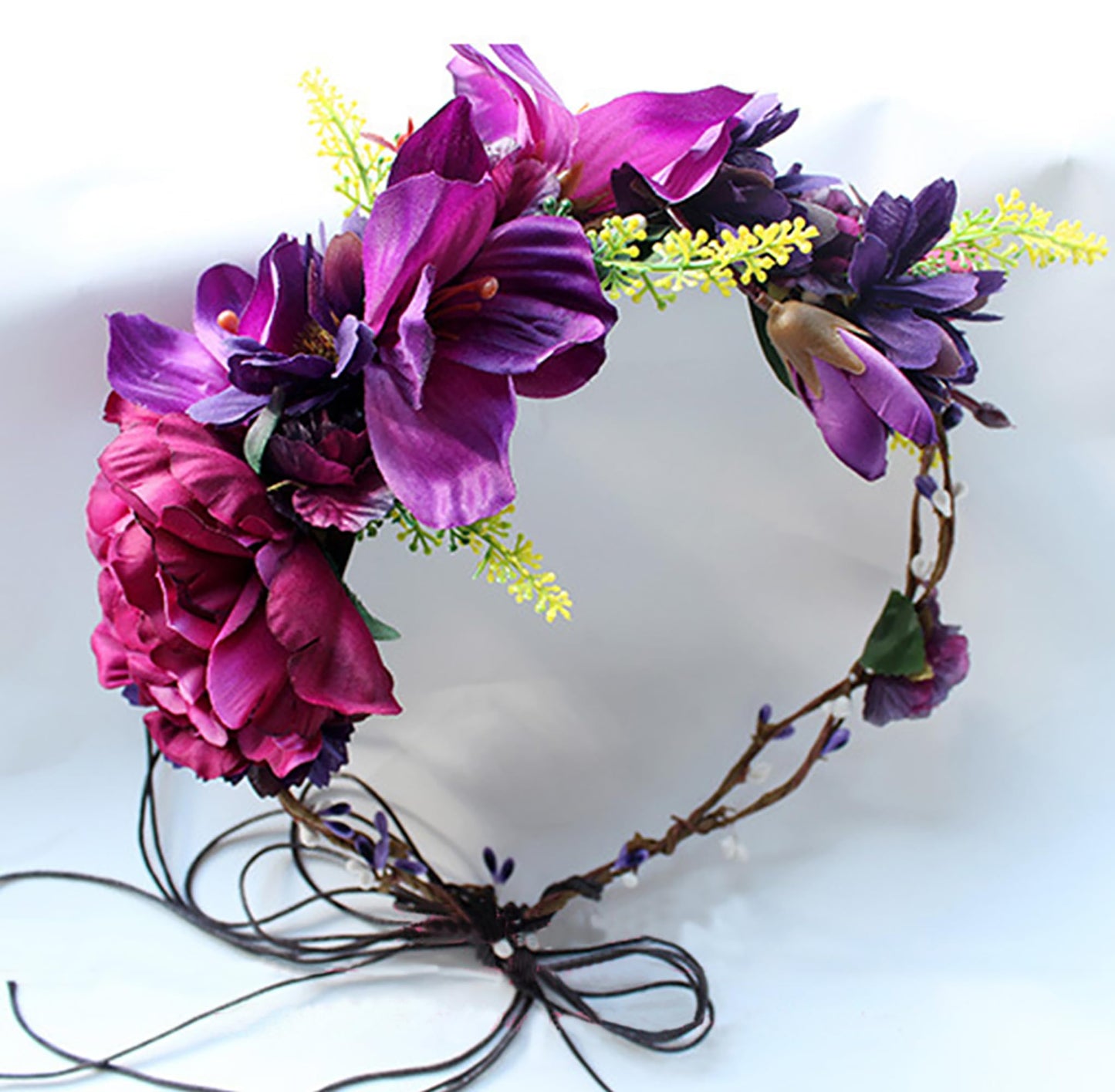 Brikuinr Women Floral Crown Bridal Floral Headband Flower Halo Flower Crown Wedding Party Cosplay Halloween Costume Photos