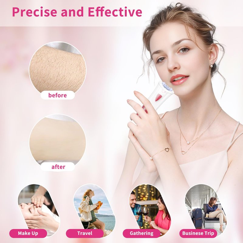 Facial Epilator for Women - 2026 New Face Epilator Hair Remover with LED Light - Smooth Glide Electric Hair Tweezers for Face/Arm/Legs/Bikini Line/Chin/Lip/Pubic Lady Hair Removal Epilators Cordless