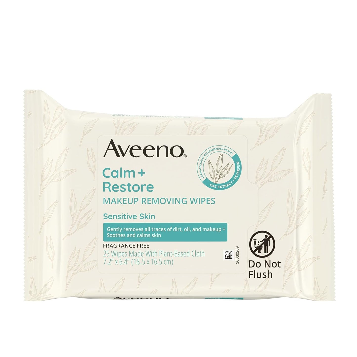 Aveeno Calm + Restore Makeup Remover Wipes - Unscented Facial Towelettes with Oat Extract & Feverfew | 25 Ct