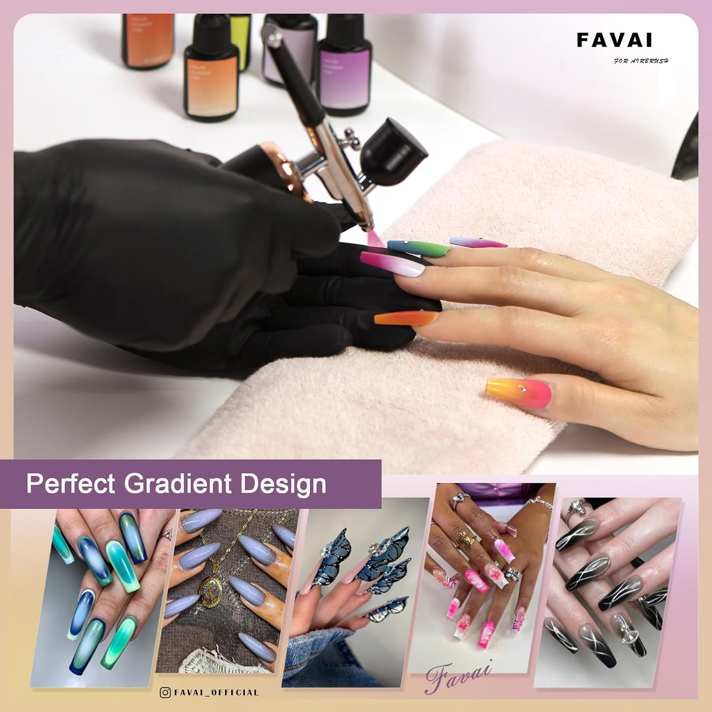 Airbrush Gel Nail Polish Starter Kit - 12 Vibrant Hema-Free Colors | Fast-Dry Smooth Gradient for DIY Manicure