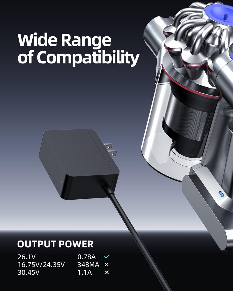 26.1V Charger Fit for Dyson V6 V7 V8 DC62 DC59 DC58 DC61 DC74 SV10 SV09 SV03 SV04 SV05 SV06 Cordless Vacuum Cleaner Power Supply Adapter Charging Cord
