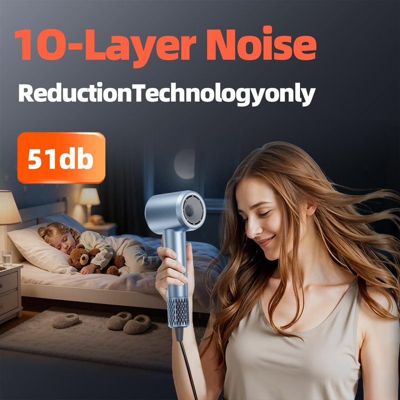 UOUOM Professional High Speed Ionic Hair Dryer, 130000 RPM Brushless Motor, 120 Million Negative Ions, Low Noise Compact Blow Dryer with Magnetic wall Mount, Ultra-Fast Drying for All Hair Types