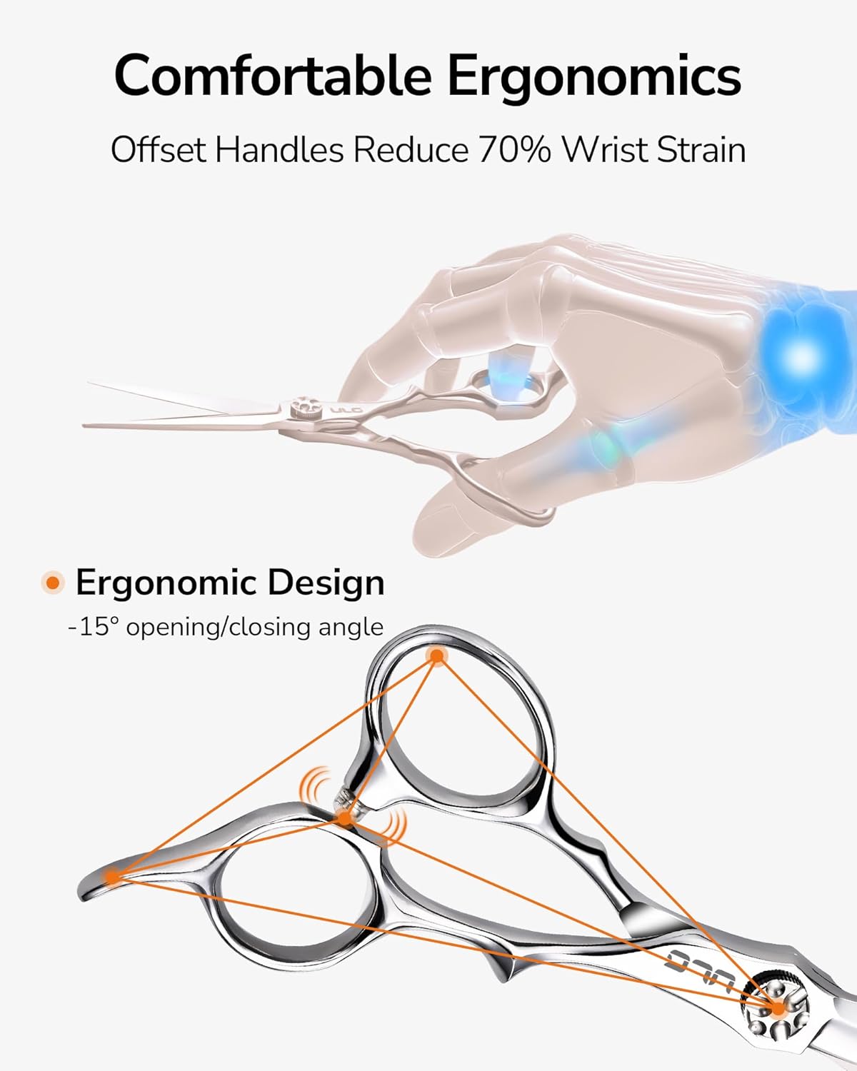 Professional Hair Cutting Scissors - 6.7” Japanese 440C Stainless Steel Barber Shears | Ergonomic Handle & Adjustable Tension
