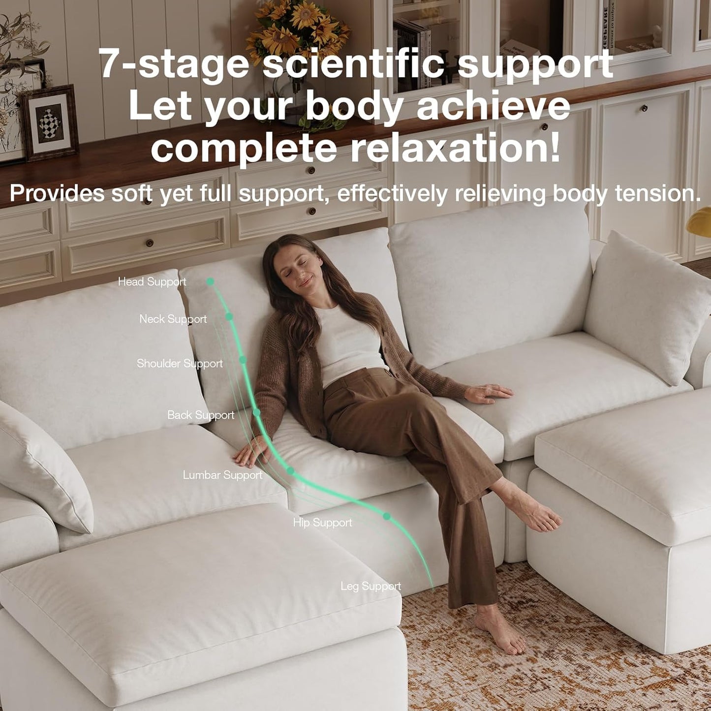Modular Cloud Couch - Modern Sectional Sofa with Smart Coil® Support | Chenille Fabric, 5-Seater, White