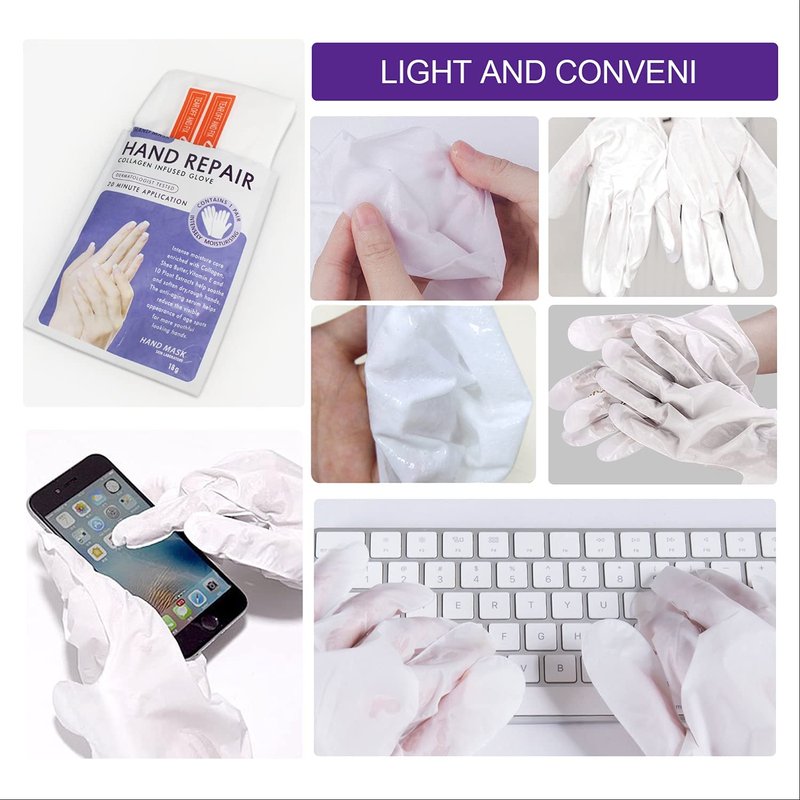 Moisturizing Gloves - 4 Pack Hand Spa Mask with Collagen & Vitamins | Repair Dry, Cracked Skin for Men & Women